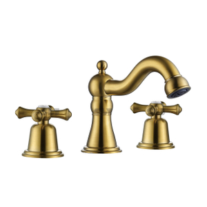 SLY 广泛使用的浴室水槽龙头 3 孔台面安装式双把手仿古青铜冷热水刷镍混合水龙头