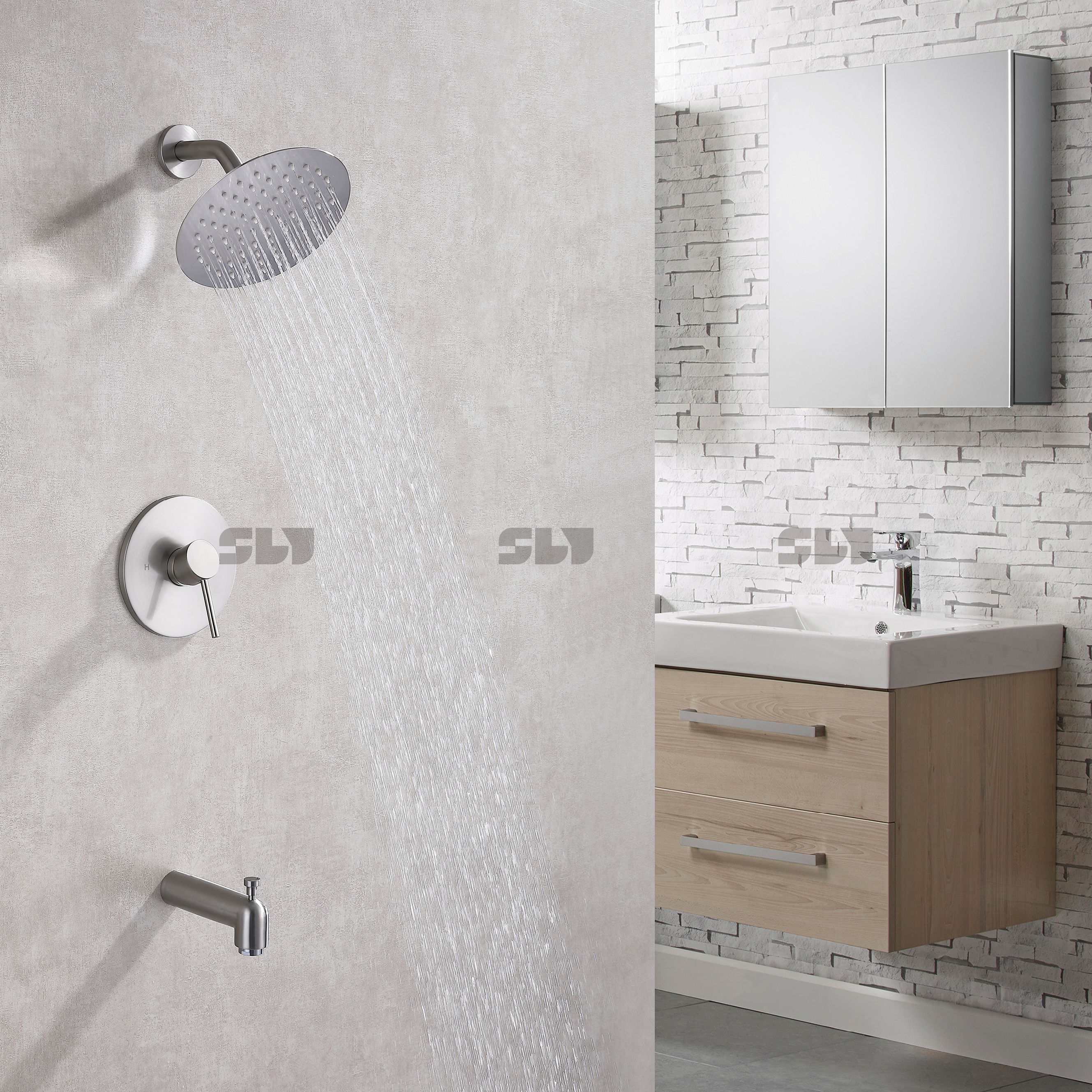 豪华淋浴龙头套装黄铜隐藏式淋浴龙头 