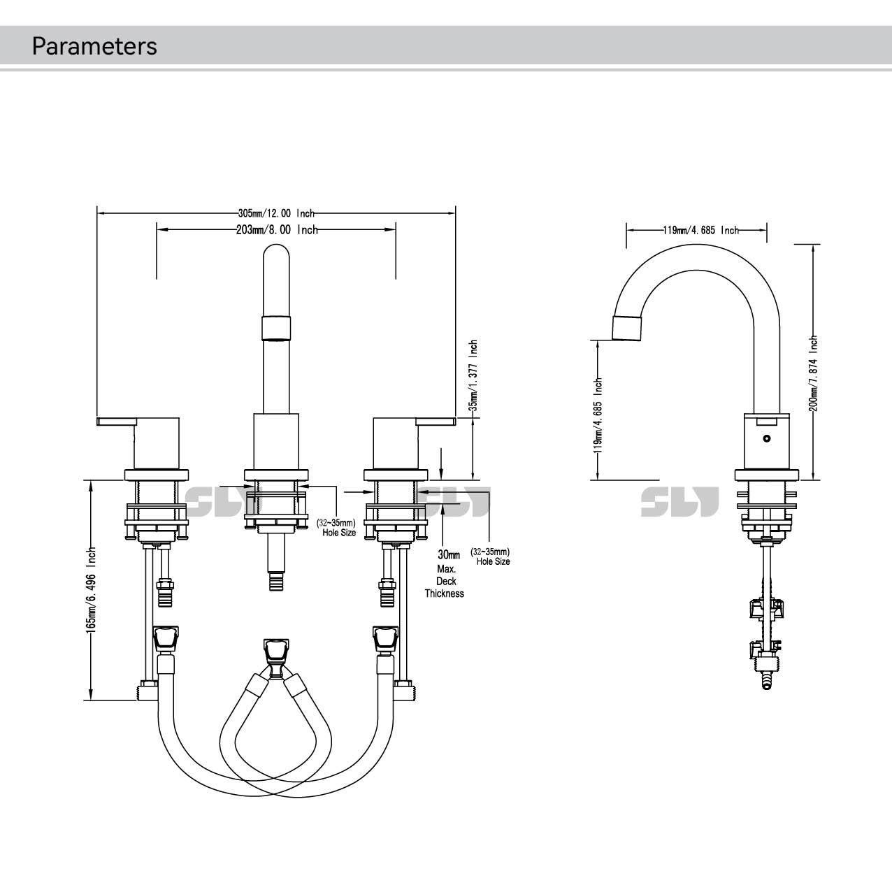 4英寸中心套装瀑布水龙头浴室